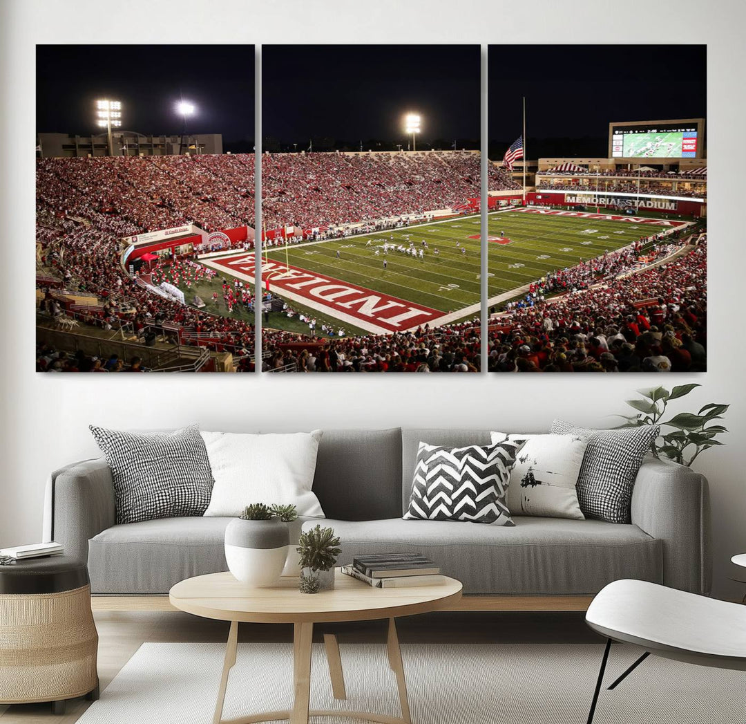 Indiana University Hoosiers Football Team Print - Bloomington Memorial Stadium Wall Art Canvas Print