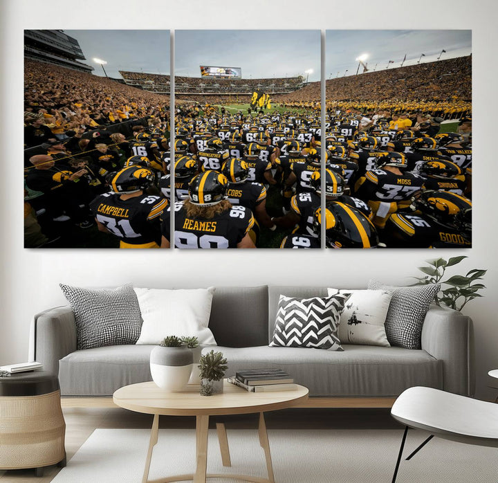 Iowa University Hawkeyes Football Team Print - Iowa City Kinnick Stadium Wall Art Canvas Print