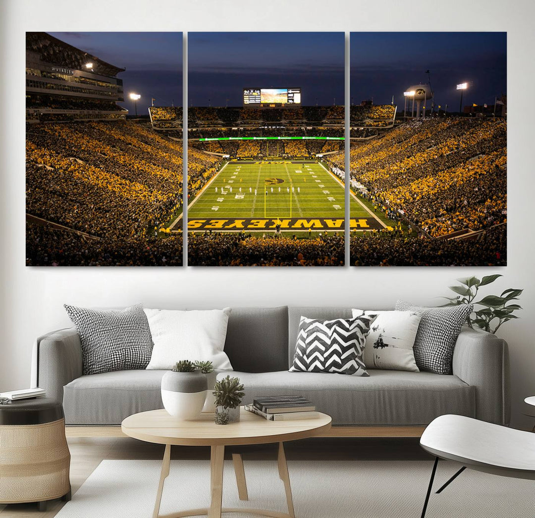 Iowa University Hawkeyes Football Team Print - Iowa City Kinnick Stadium Wall Art Canvas Print