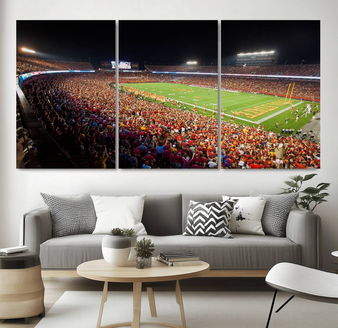 Iowa State University Cyclones Football Team Print - Ames Jack Trice Stadium Wall Art Canvas Print