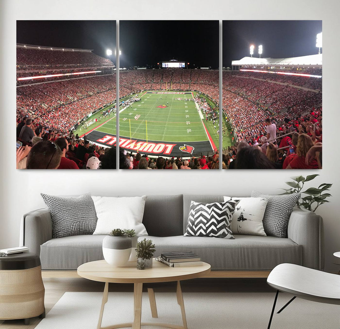 University of Louisville Cardinals Football Team Print - Louisville Cardinal Stadium Wall Art Canvas Print