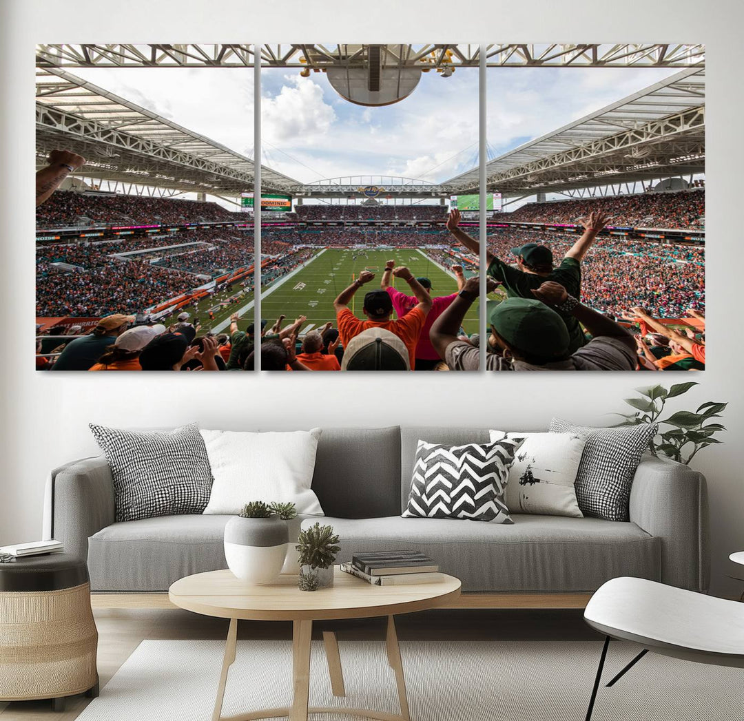 Miami Hurricanes Football Team Print - Miami Hard Rock Stadium Wall Art Canvas Print