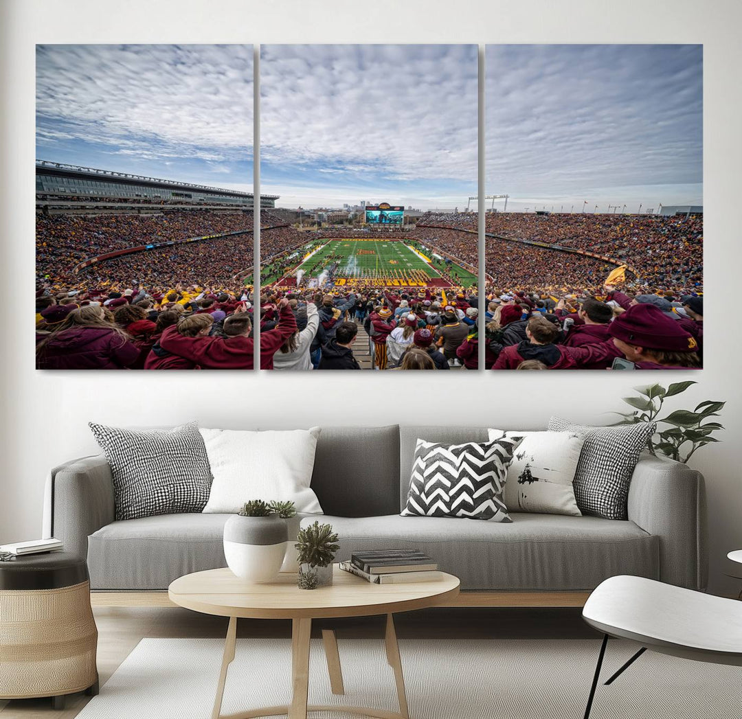 University of Minnesota Golden Gophers Football Team Print - Minneapolis Huntington Bank Stadium Wall Art Canvas Print