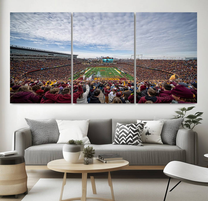 The University of Minnesotas Huntington Bank Stadium features vibrant wall art.