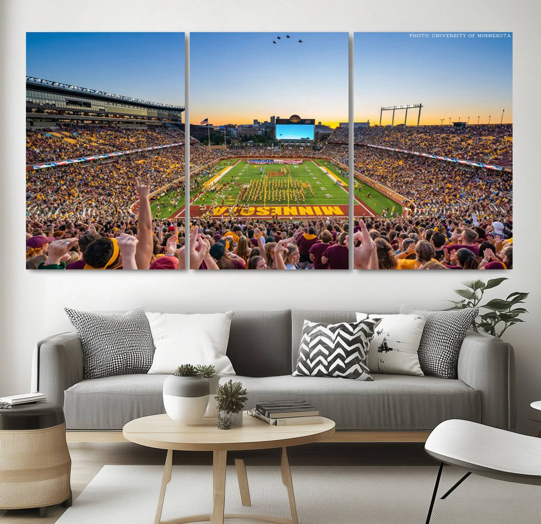 University of Minnesota Golden Gophers Football Team Print - Minneapolis Huntington Bank Stadium Wall Art Canvas Print