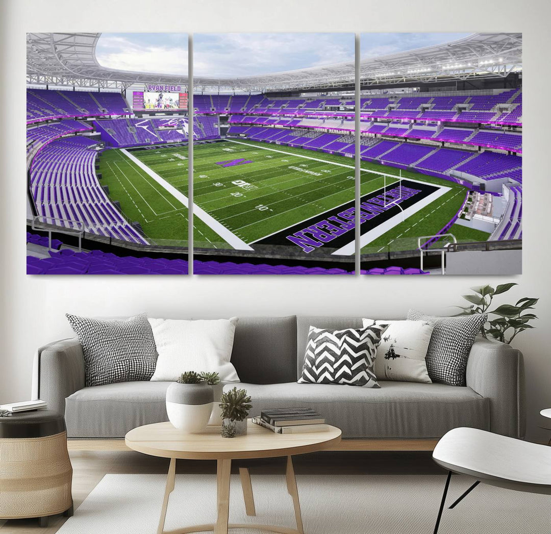 Northwestern University Wildcats Football Team Print - Evanston Ryan Field Wall Art Canvas Print