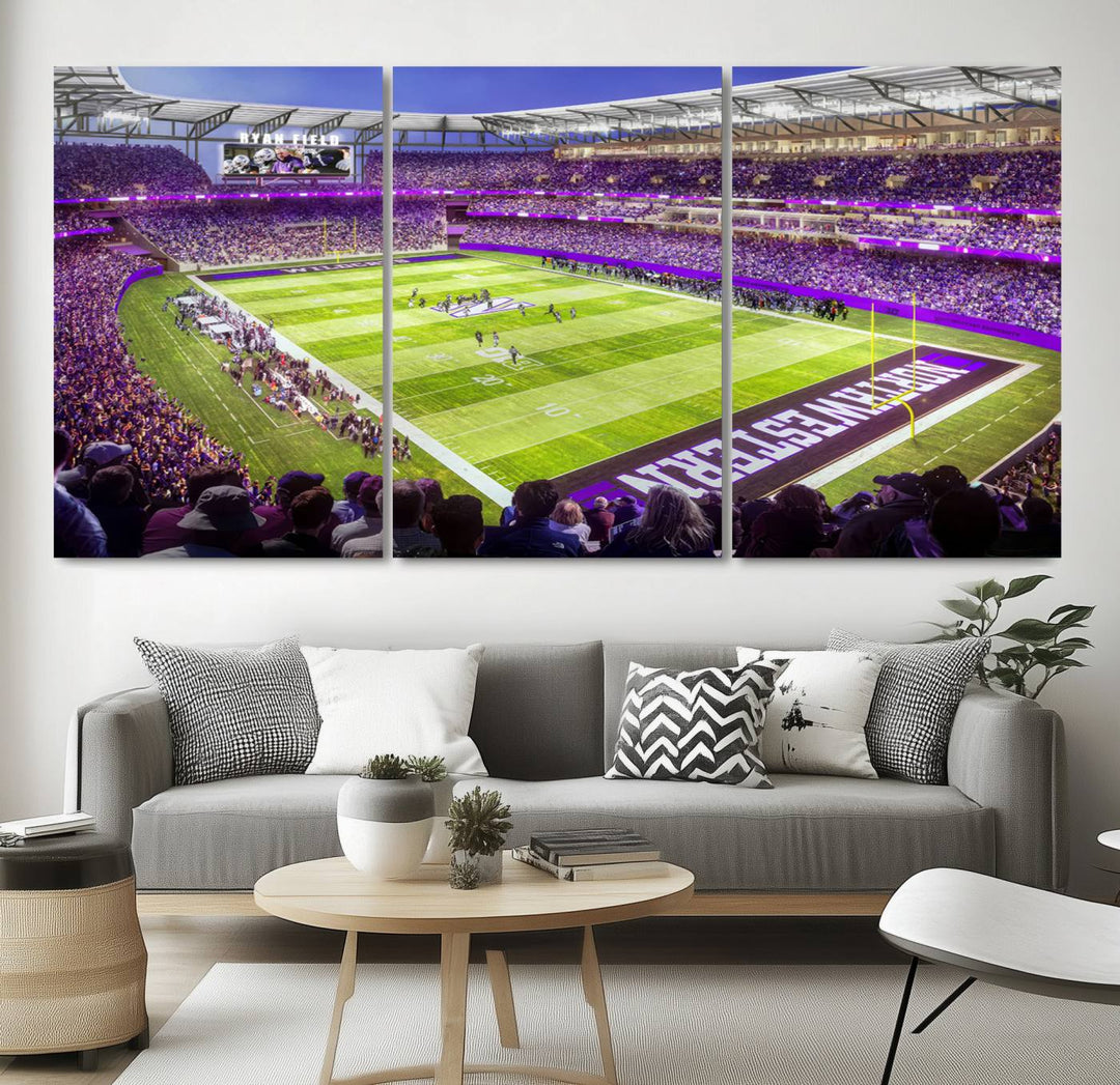 Northwestern University Wildcats Football Team Print - Evanston Ryan Field Wall Art Canvas Print