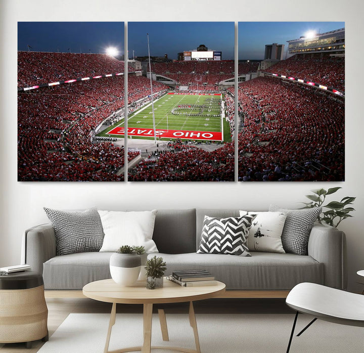 Ohio State University Buckeyes Football Team Print - Columbus Ohio Stadium Wall Art Canvas Print