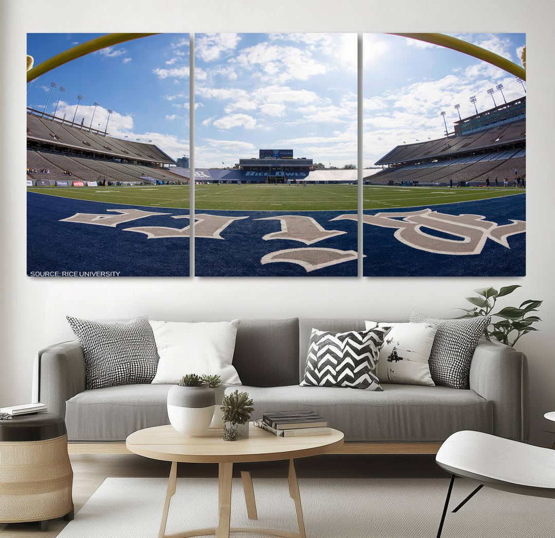 Rice University Owls Football Team Print - Houston Rice Stadium Wall Art Canvas Print