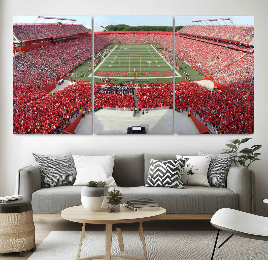 Rutgers Scarlet Knights Football Team Print - Piscataway SHI Stadium Wall Art Canvas Print