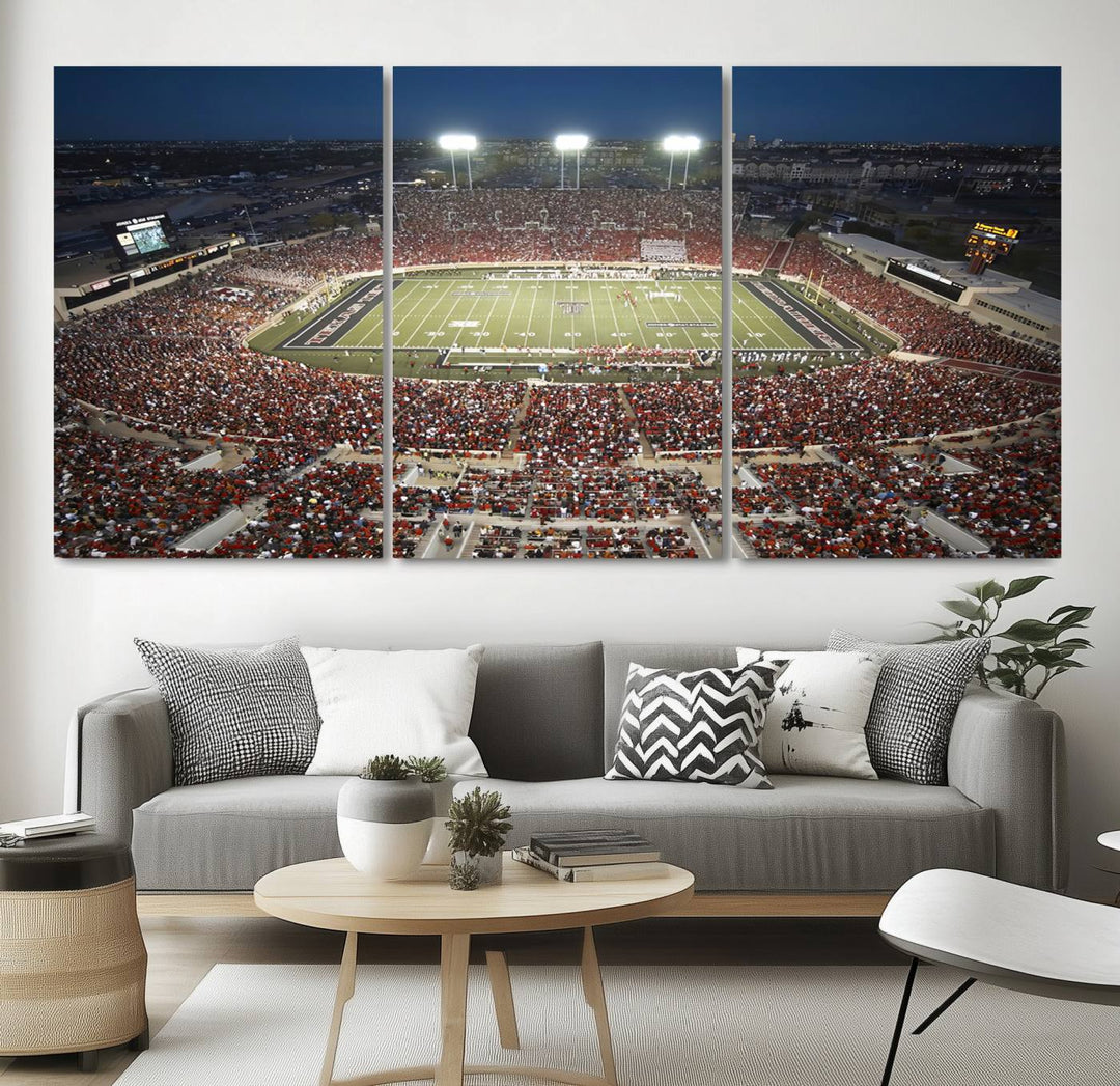 Texas Tech Red Raiders Football Team Print - Lubbock Jones AT&T Stadium Wall Art Canvas Print