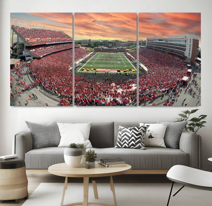 University of Maryland Terrapins Football Team Print - College Park SECU Stadium Wall Art Canvas Print