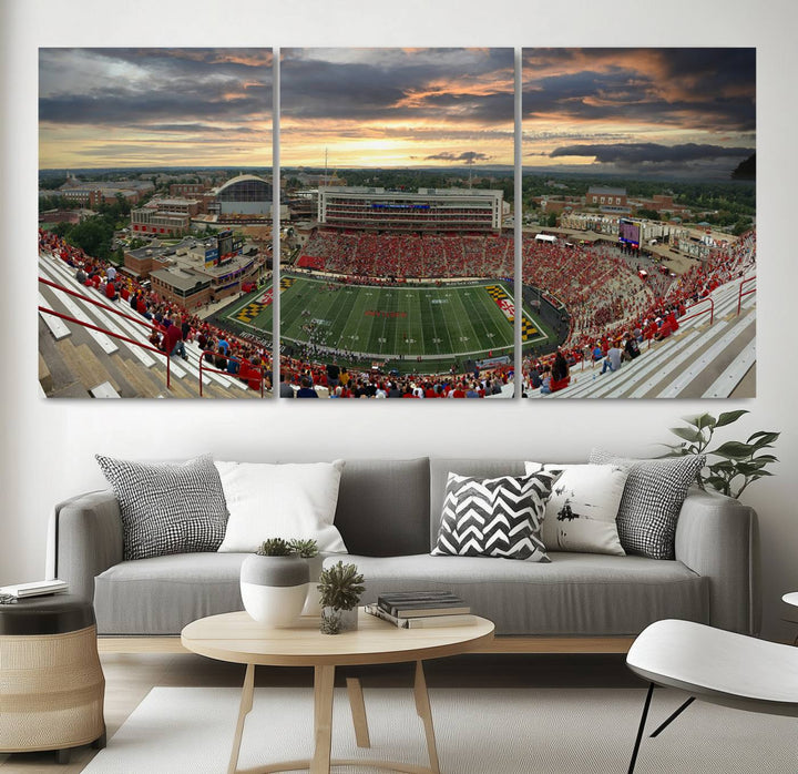 University of Maryland Terrapins Football Team Print - College Park SECU Stadium Wall Art Canvas Print