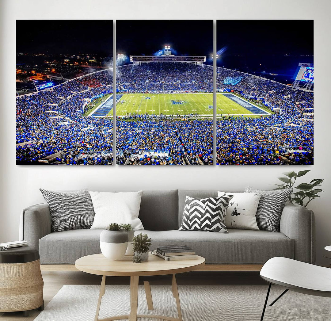 The University of Memphis Tigers Football Team Wall Art Canvas Print shines brightly.