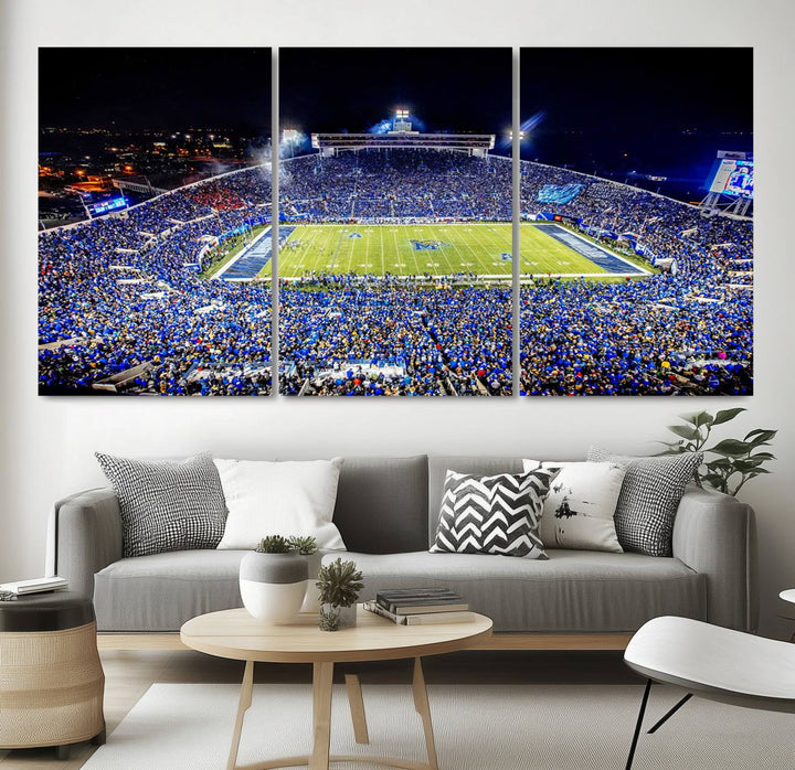 University of Memphis Tigers Football Team Print - Memphis Simmons Bank Liberty Stadium Wall Art Canvas Print