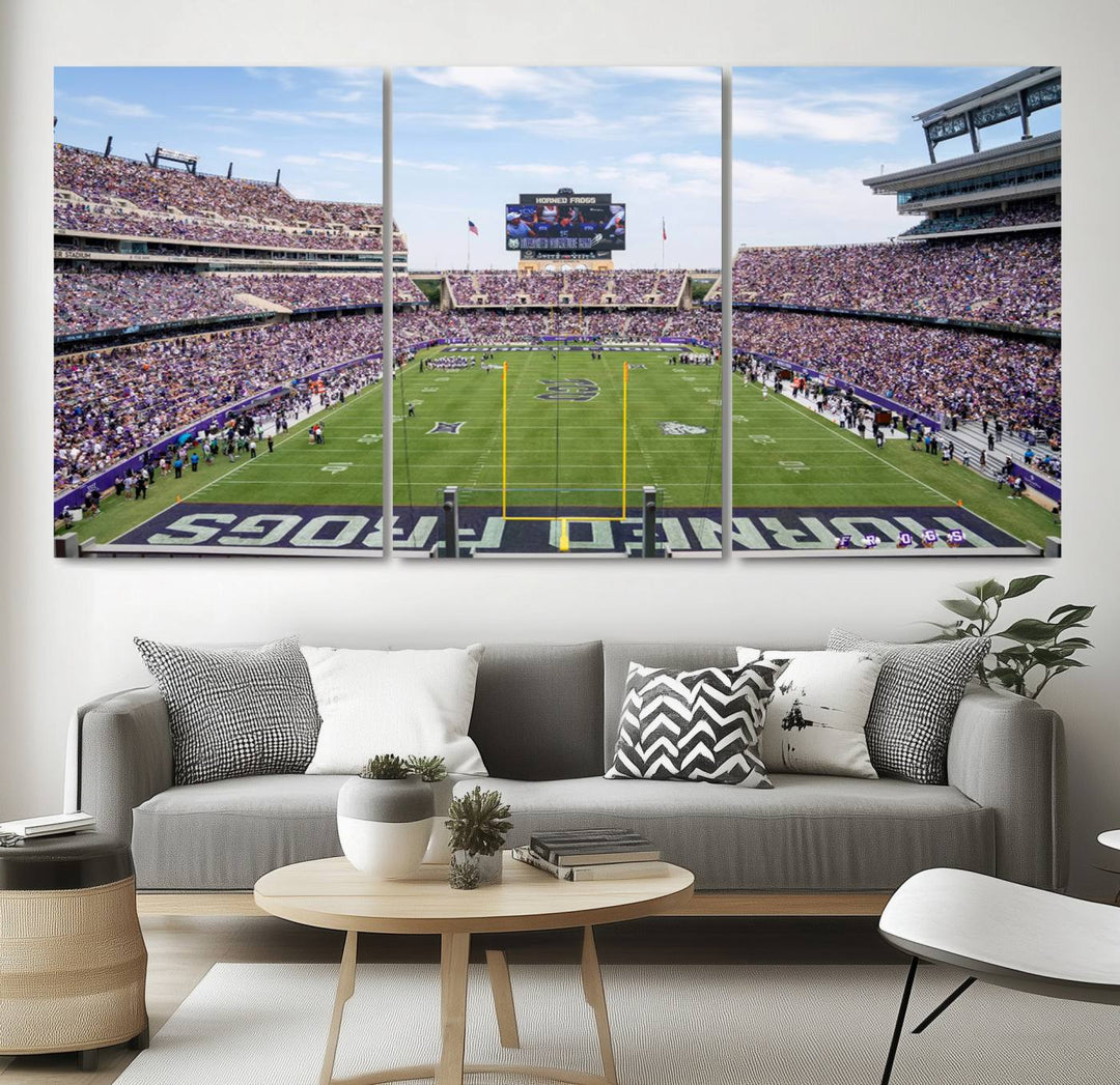 TCU Horned Frogs Football Team Print - Fort Worth Amon G. Carter Stadium Wall Art Canvas Print.t