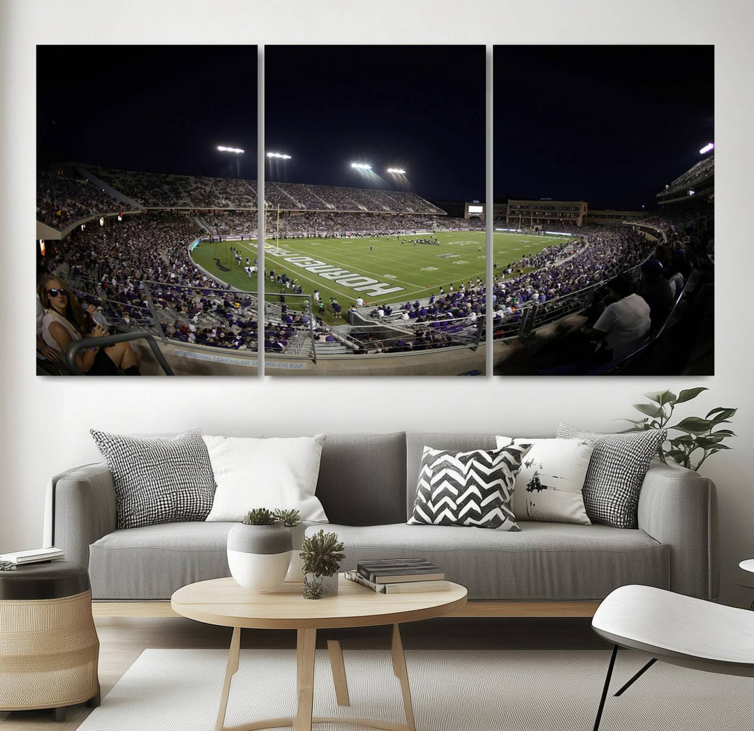 TCU Horned Frogs Football Team Print - Fort Worth Amon G. Carter Stadium Wall Art Canvas Print.