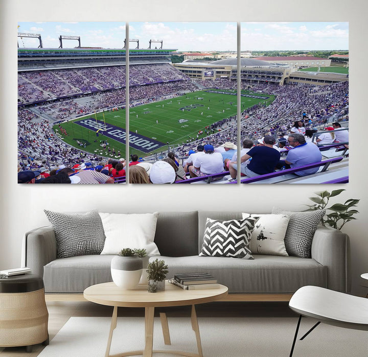 The Texas Christian University TCU Horned Frogs Football Team Print - Fort Worth Amon G. Carter Stadium Wall Art Canvas Print