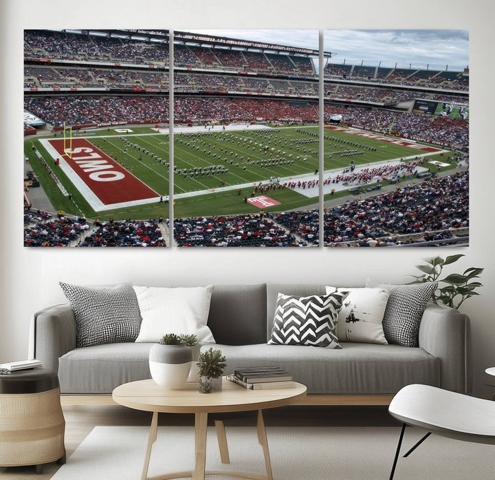 The Temple University Owls Athletics Team Print - Philadelphia Lincoln Financial Field Stadium Wall Art Canvas Print