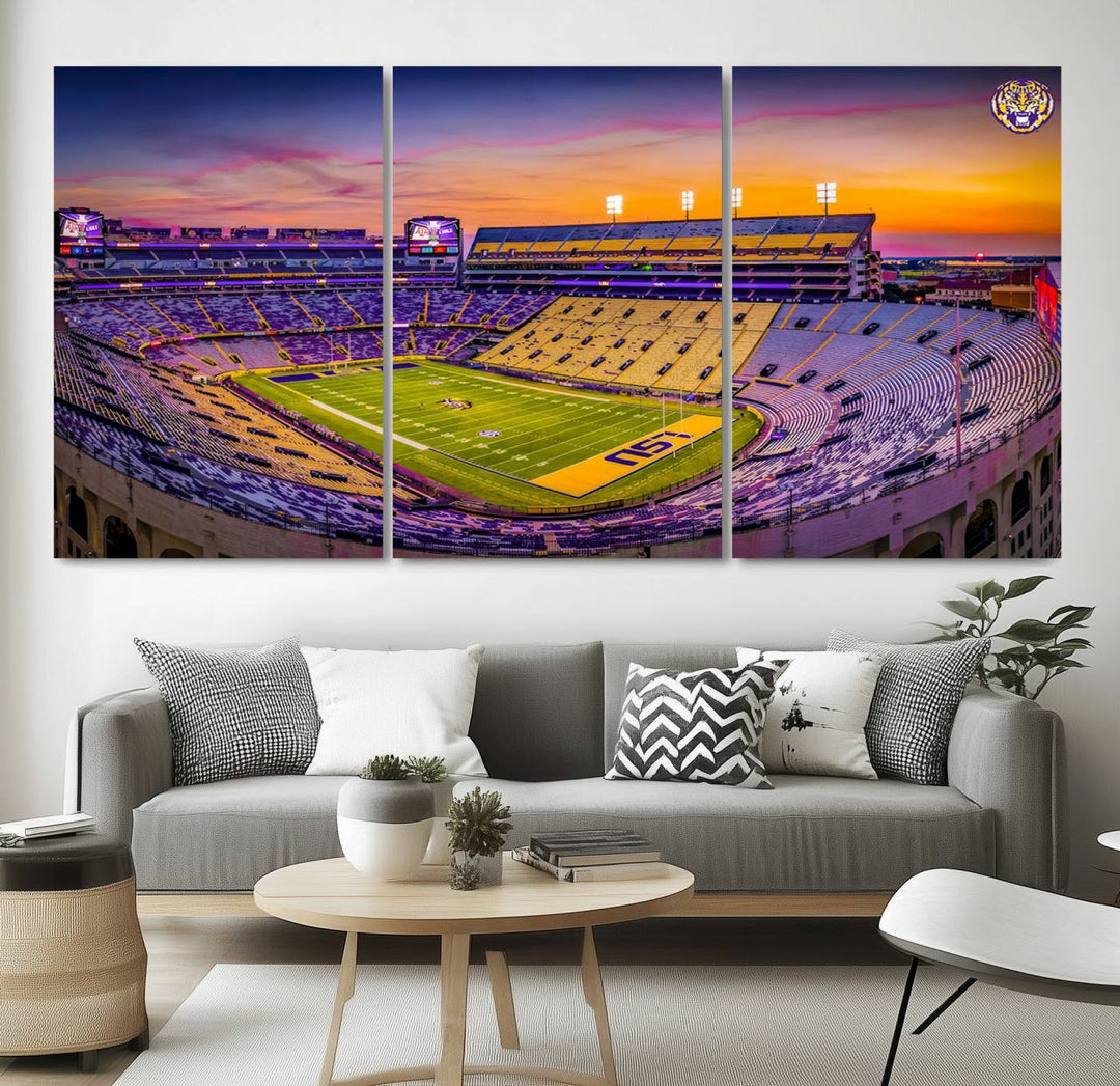 The Louisiana State University Tigers Football Team Print - Baton Rouge Tiger Stadium Wall Art Canvas Print