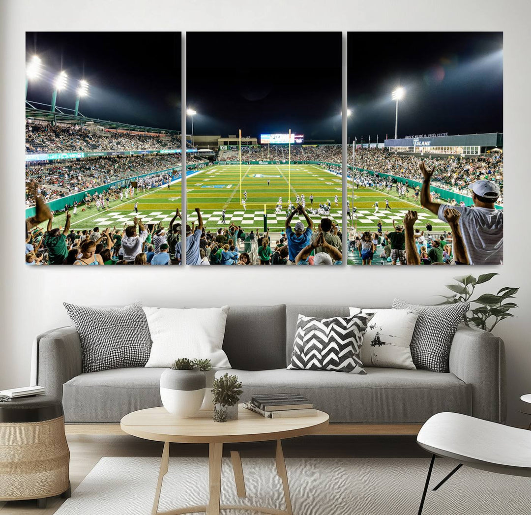 The Tulane University Green Wave Football Team Print - New Orleans Yulman Stadium Wall Art Canvas Print