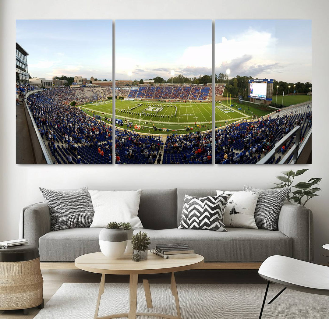 Wallace Wade Stadium print featuring a green field and sky.