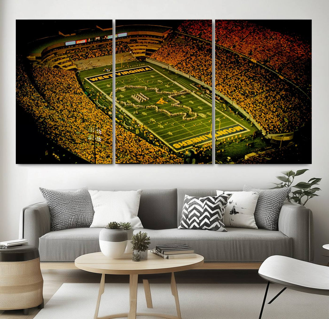 West Virginia University Mountaineers Football Team Print - Milan Puskar Stadium Canvas Print Wall Art, Morgantown City Print