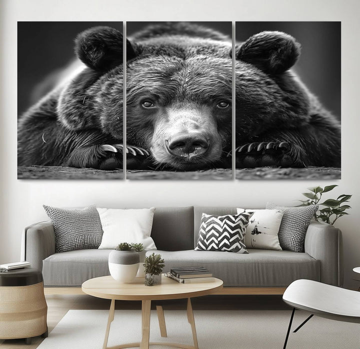 Resting Grizzly Bear Canvas Print | Ready to Hang Wall Art | Rustic Cabin & Farmhouse Decor | Wildlife Art