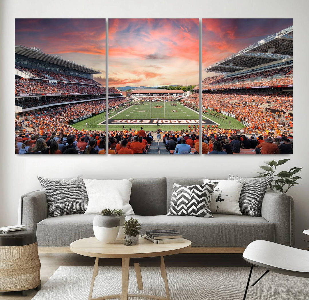 Oregon State Beavers Football Team Print - Corvallis Reser Stadium Wall Art Canvas Print