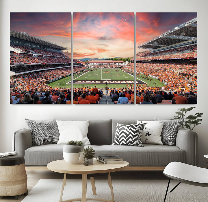 Oregon State Beavers Football Team Print - Corvallis Reser Stadium Wall Art Canvas Print