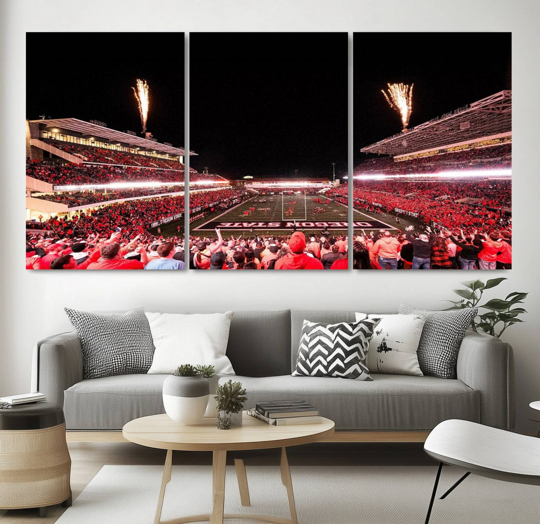 Oregon State Beavers Football Team Print - Corvallis Reser Stadium Wall Art Canvas Print