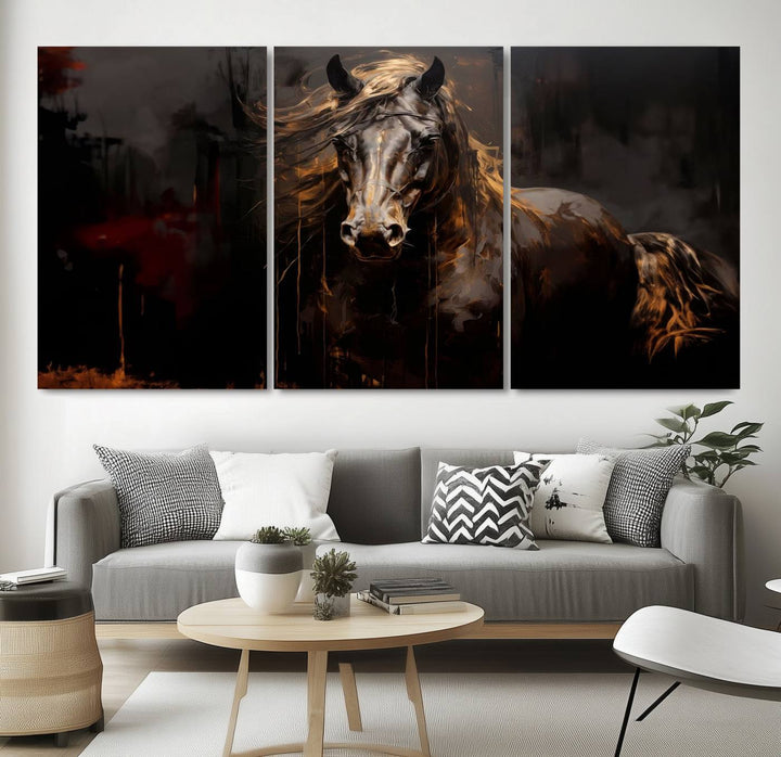 Abstract Black Horse Canvas Print | Abstract Equine Wall Art | Western Decor Print | Horse Lover Gift | Farmhouse & Cabin Wall Art