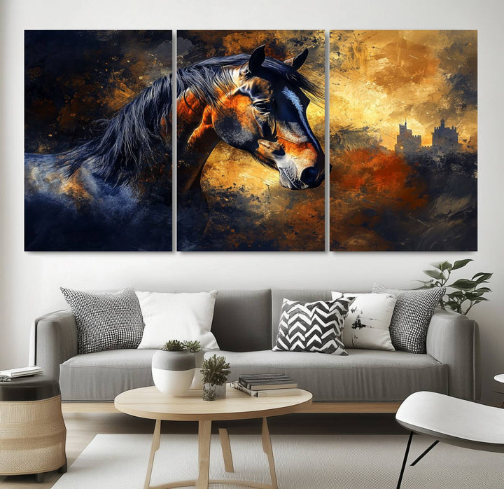 Abstract Horse Art Print - Abstract Canvas Wall Art | Perfect for Rustic Farmhouse, Modern, or Equestrian Wall Decor | Horse Lovers Home Decor