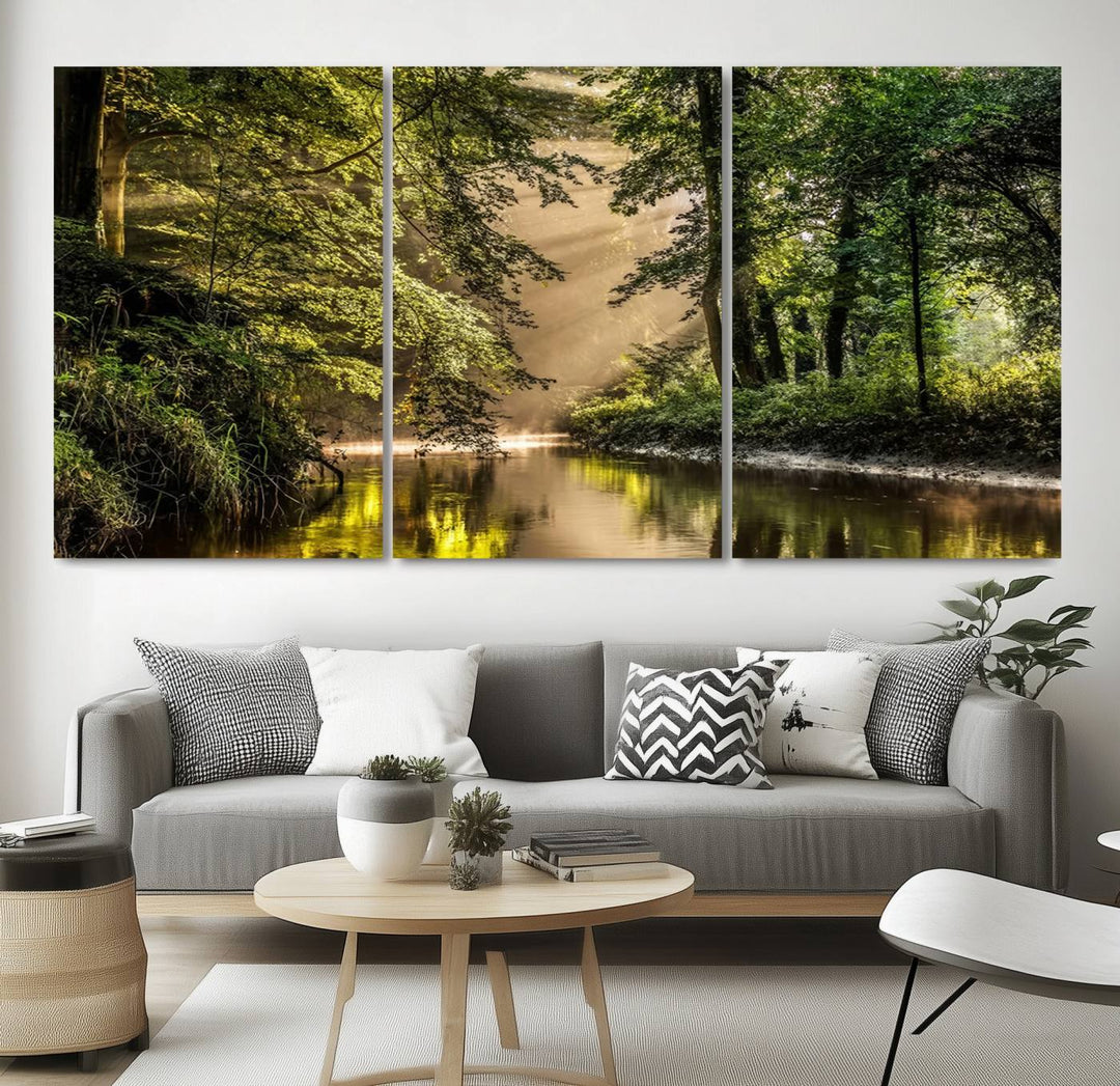 Forest River Landscape Wall Art | Ready to Hang Canvas Print | Perfect for Farmhouse Wall Decor, Cabin Wall Art, Nature-Inspired Home Décor