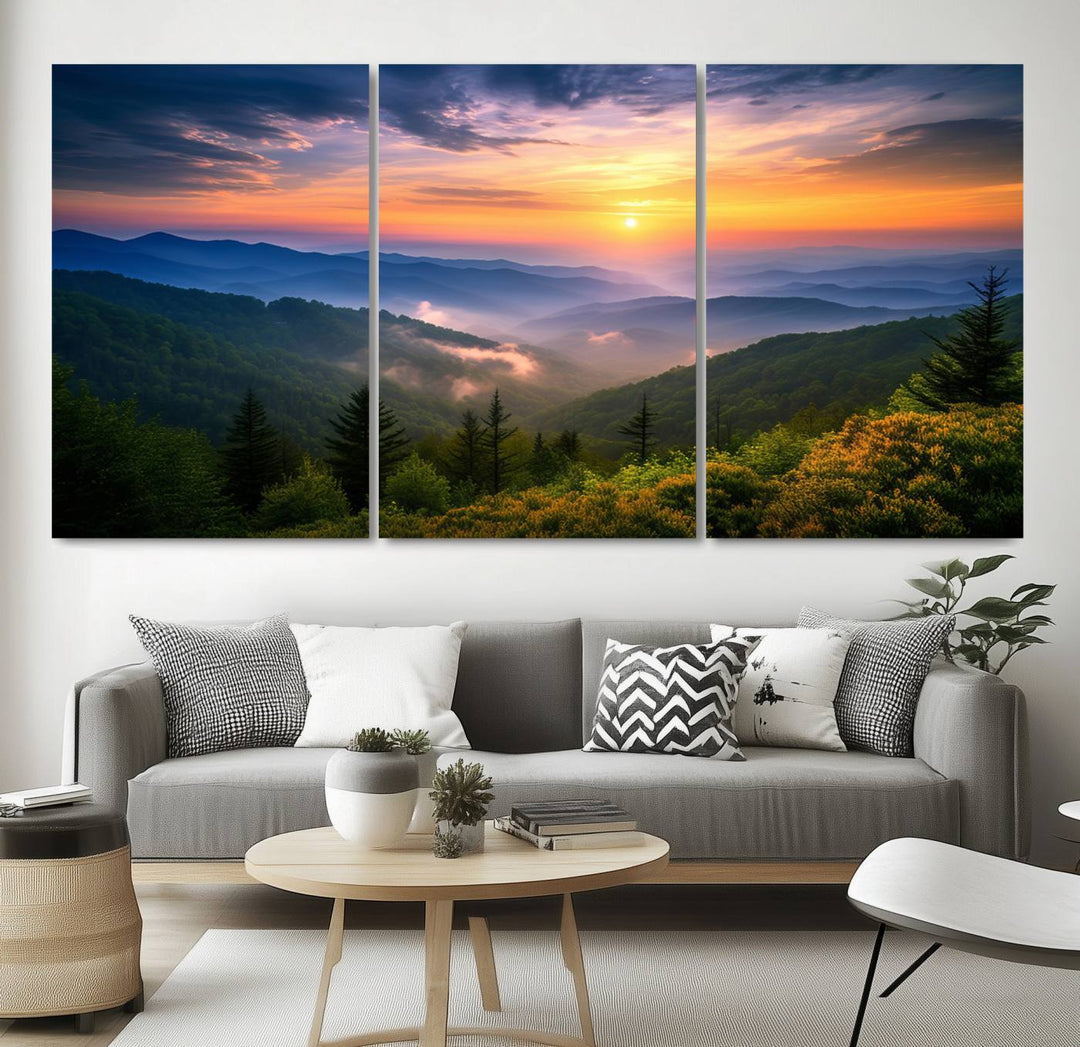 Majestic Mountain Sunrise Landscape Wall Art | Canvas Print Ready to Hang | Perfect for Farmhouse Wall Decor, Cabin Wall Art, Nature Lover’s Retreat