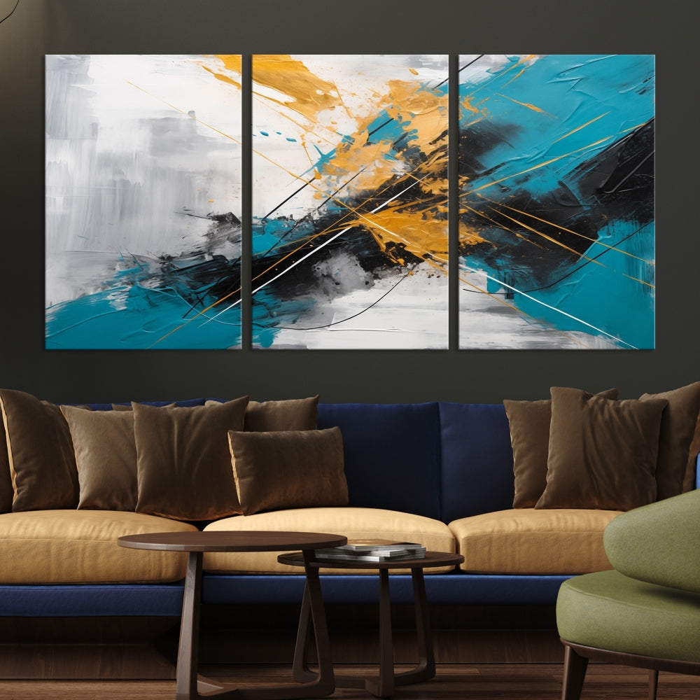 Turquoise Orange Abstract Wall Art Canvas Print