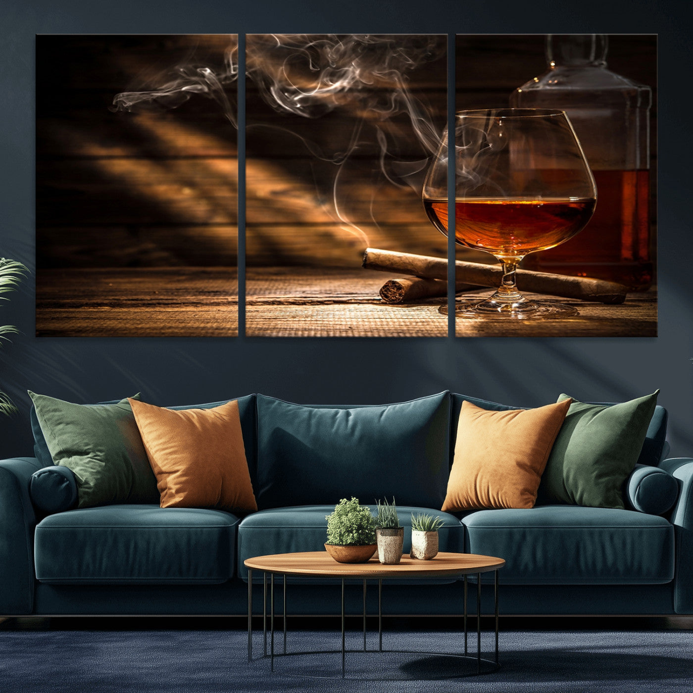MGV-CV-60X30-3P - Whiskey and Cigar Wall Art Canvas Print