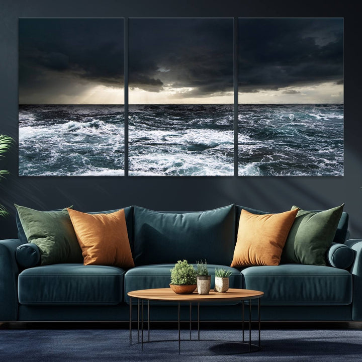 An Ocean and Storm Canvas Art Print, perfect for ocean lovers.