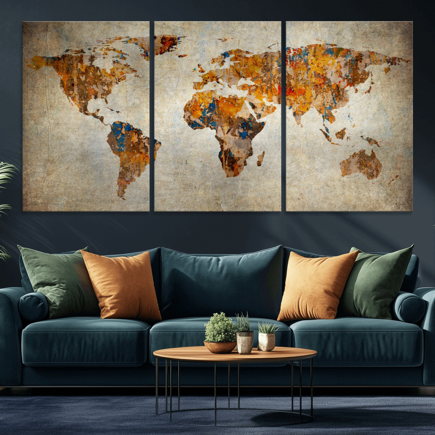 MGV-CV-60X30-3P - Push Pin World Map Canvas Print – Framed Wall Art for Couples to Track Their Travels – Anniversary