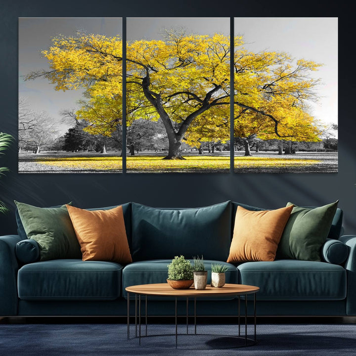 The Big Yellow Tree Canvas Print features vivid art on a ready-to-hang museum-quality canvas.