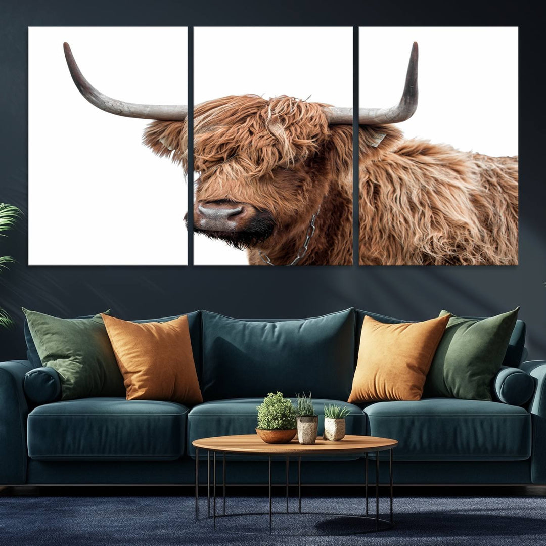 Self Portrait of Highland Cow Canvas Wall Art Print with UV coating.