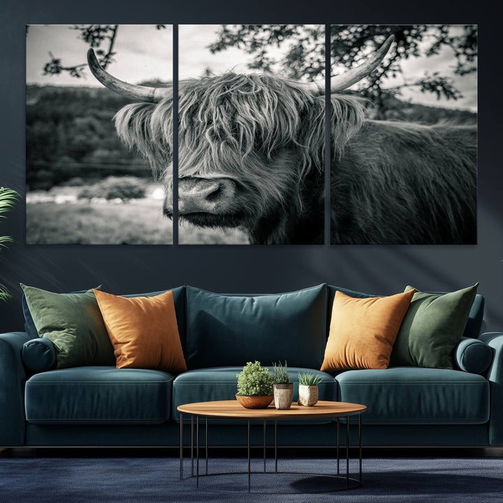 The Highland Cow Wall Art Canvas Print is displayed.