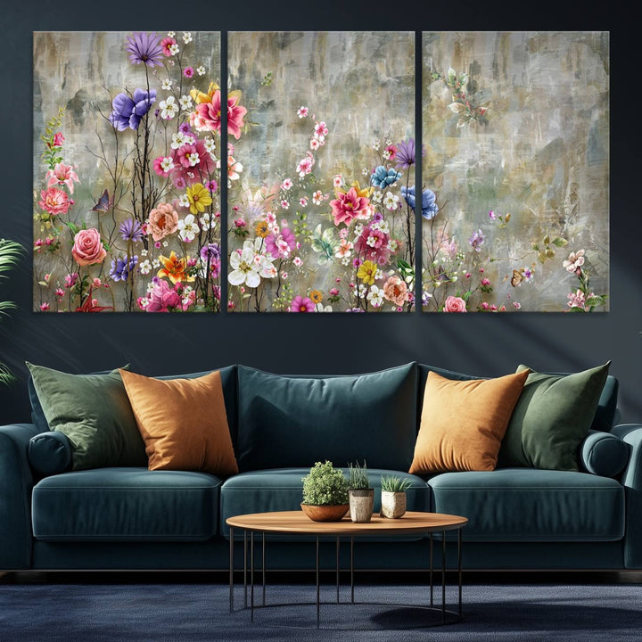 The Cozy Flowers Painting on Canvas features UV protection to ensure lasting vibrancy.