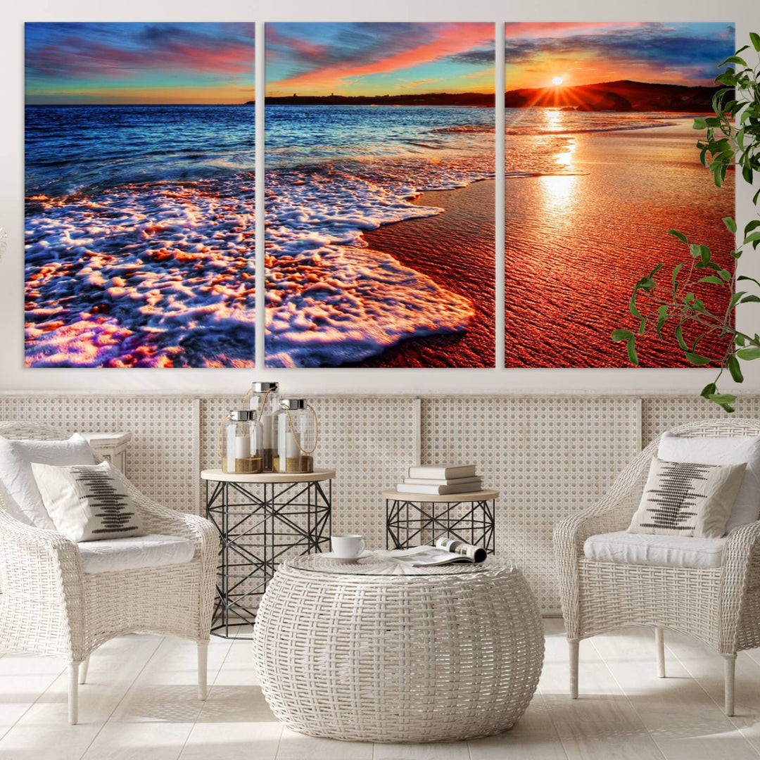 Hawaii Beach and Sunset Wall Art Canvas Print