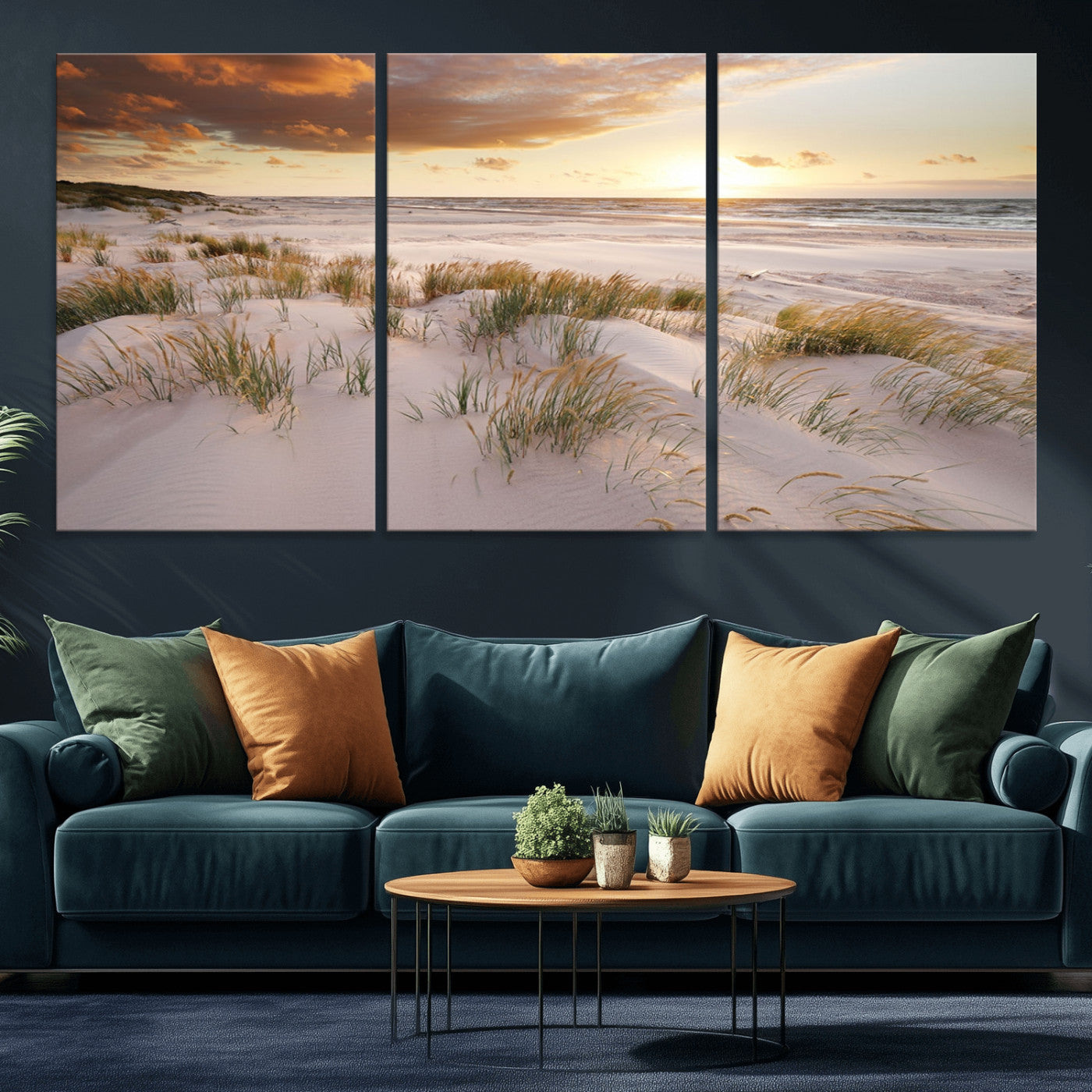 MGV-CV-60X30-3P - Flight Over Coastal Beach Landscape, Flight Over Coastal Beach Print Canvas Wall Art