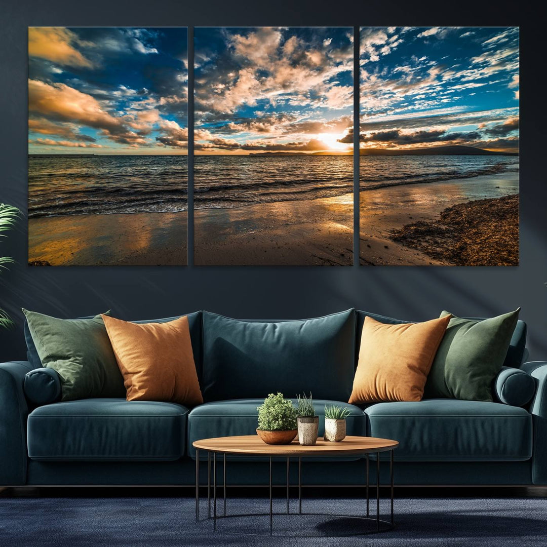 Beach Wall Art - Ocean Sunset Canvas.