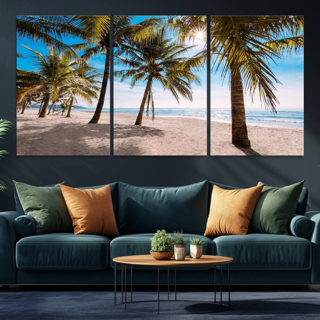 The Palm Beach Tropical Island Canvas Print is perfect wall art for a sunny beach vibe.