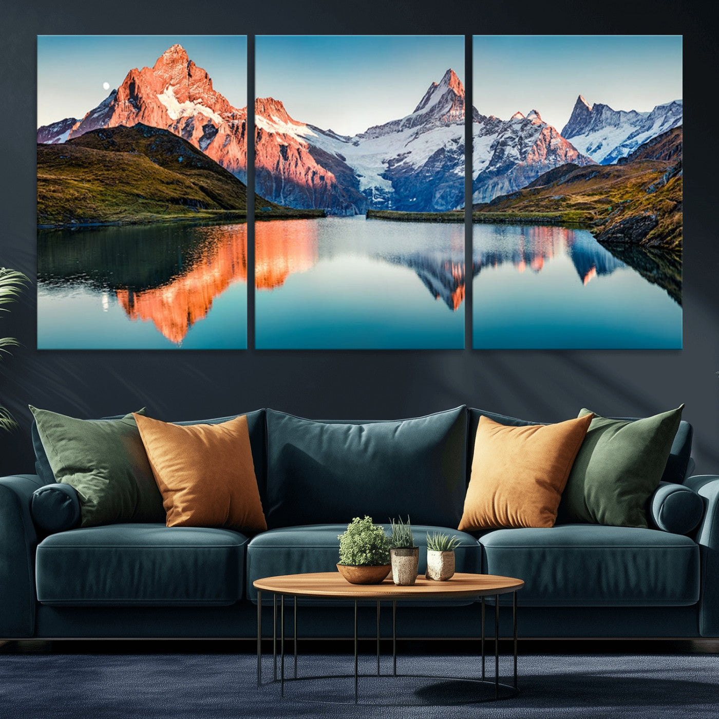 MGV-CV-60X30-3P - Landscape Mountain and Lake View Wall Art Canvas Print
