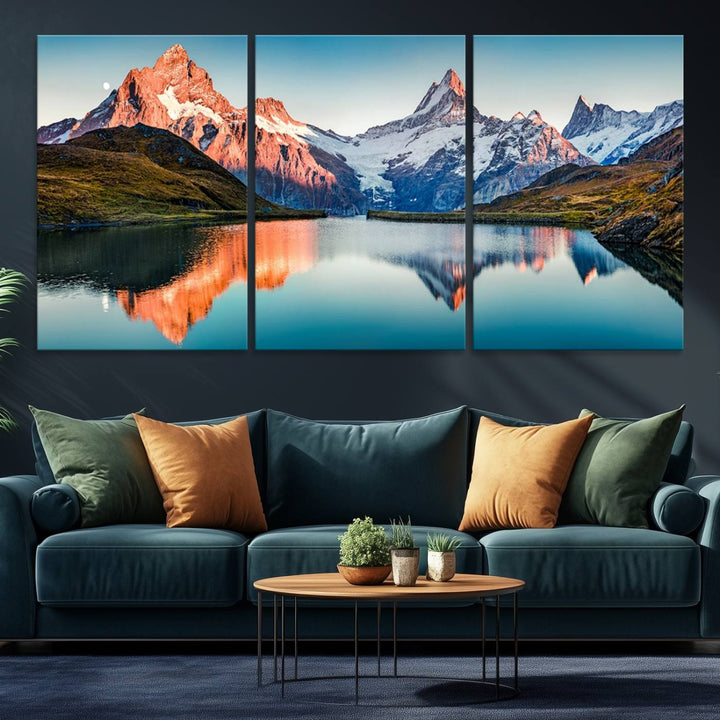 Landscape Mountain and Lake View Wall Art Canvas Print.