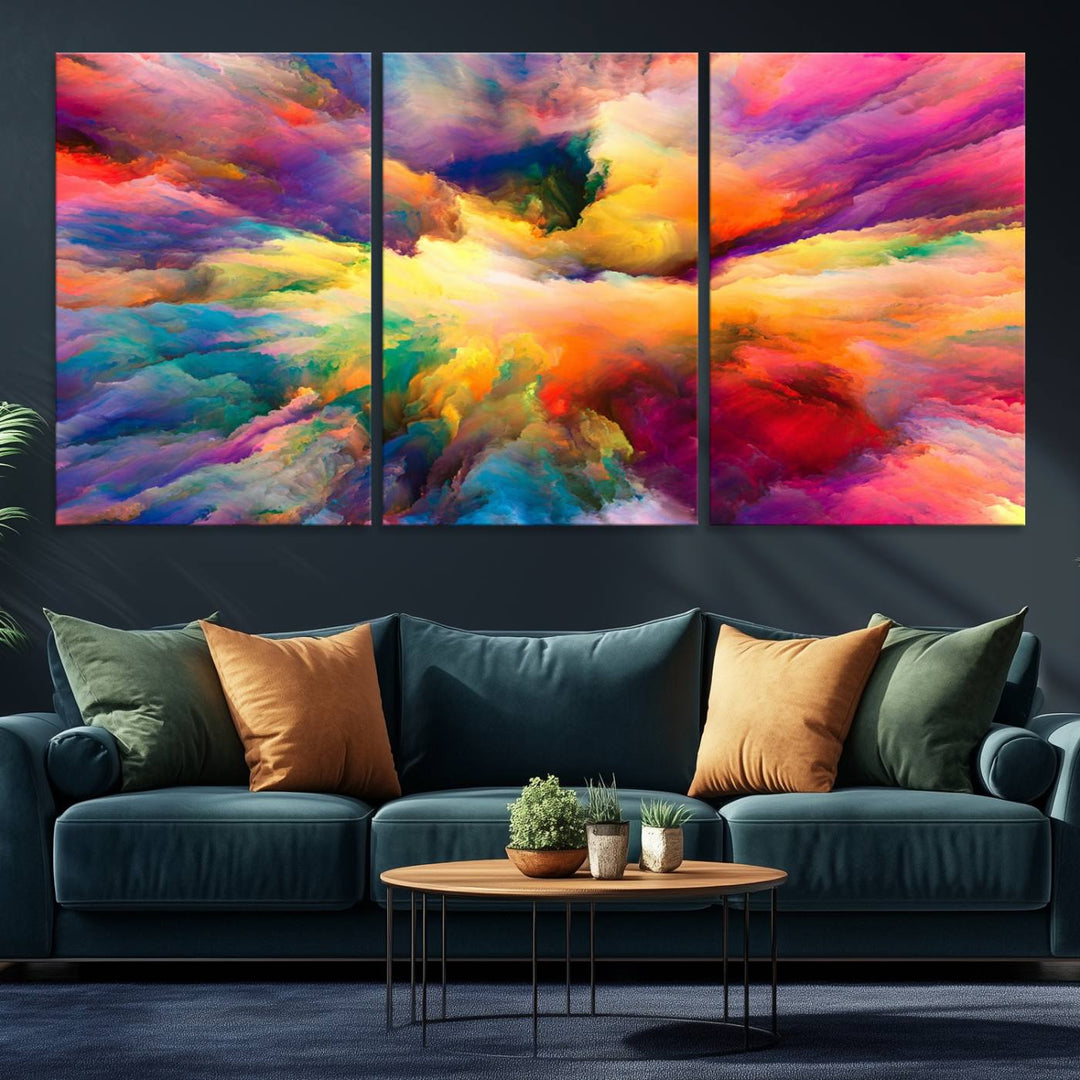 Blazing Vibrant Colors Cloud-like Wall Art Canvas Print adds flair to the space.